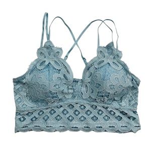 NWT Sky Blue Crochet Floral Lace Bralette